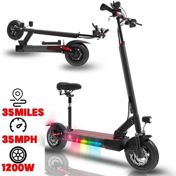 Mebike M8 Electric Scooter with Seat for Adults,35 MPH MAX Speed ,1200W Motor Foldable Escooter, 10 inch Street Tire