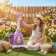 thumbnail image 4 of Disfraz de ganso de Pascua para estatua de ganso de césped de 58 cm | Conjunto de vestido y sombrero de poliéster amarillo y morado | Decoración para patio y jardín | Disfraz de ganso duradero de, 4 of 9