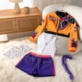 thumbnail image 4 of 2026 New Halloween Popular Singer Stage Cosplay Costume, Pop Idol Group Fashion Dance Outfit Set with Wig, Sticker, Short, Jacket & T-Shirt for Halloween Costume & Role Play Stage Performance, 120, 4 of 6