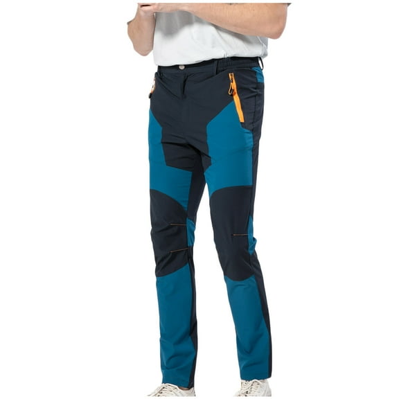 CQONEPT Mens Climbing Pants Hiking Quick Dry Ripstop Durable Pant Waterproof Outdoor Tactical Pants with Zip Pockets Navy 2XL