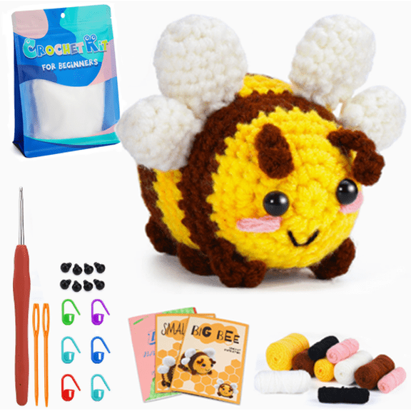 Crochet Kit For Beginners, Knitting Starter Pack For Grils And Women, 2 Big Bee Set