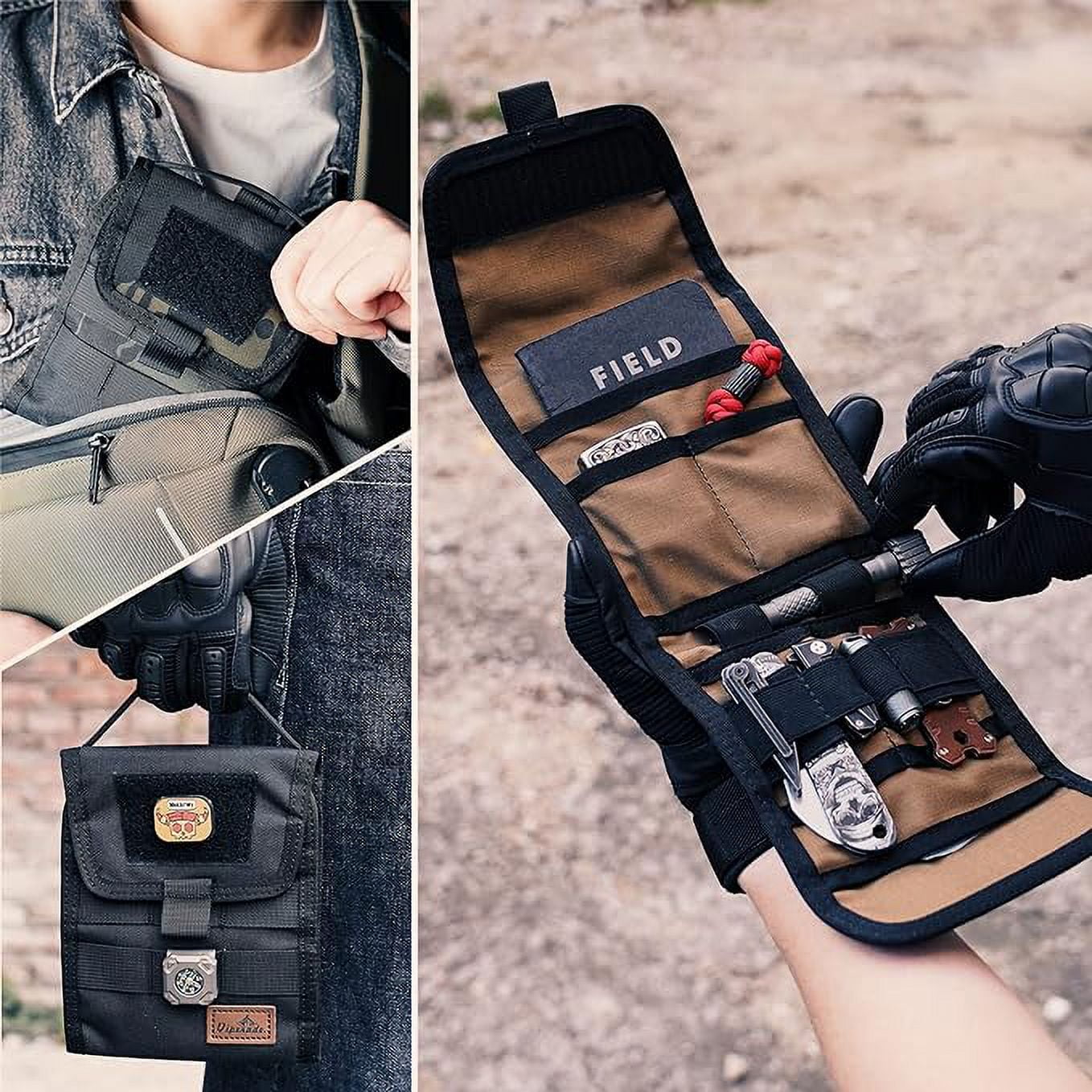 VIPERADE VE12 Folding EDC Organizer Pouch, Molle Tool Bag, Trifold Tool Pouch, Utility EDC Pocket Organizer for Outdoor and Daily