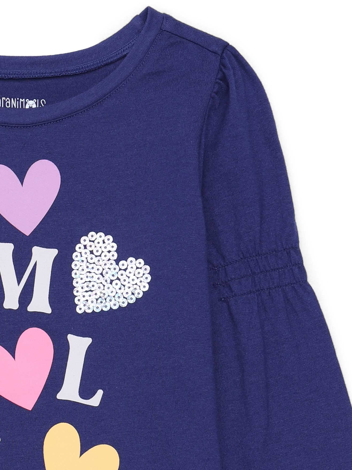 Garanimals Toddler Girl Long Gathered Sleeve Graphic Top, Sizes 18M-5T