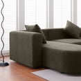 thumbnail image 4 of 110" L Shape Modern Sectional Sofa, Boucle Fabirc Curved Couch with Left Facing Sectional Chaise Lounge & Thicked Cushions, 3 Seat Corner Sofa Couch for Living Room, Office, Apartment, Green, 4 of 8