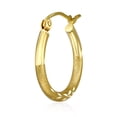 thumbnail image 5 of Wellingsale Ladies 14k Yellow Gold Polished Diamond Cut Satin 2mm Hoop Earrings (18 x 18 mm), 5 of 7