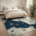 thumbnail image 3 of ODIKA 8'x10' Washable Area Rug Navy Vintage Nautical Treasure Map Compass, Starfish, Sea Shell Design for Dining Room, Large Office, Lounge, Non-Slip Chair-Friendly Mat, 3 of 7
