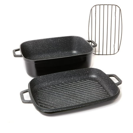 - Curtis Stone Dura-Pan Nonstick 8.5 qt. Roaster with 3.5 qt. Grill Lid Model 628-188