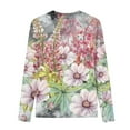 thumbnail image 5 of T-shirts à Manches Longues pour Femmes, Col Ras du Cou, Tuniques à Imprimé Floral, Hauts Doux Décontractés, Blouse Coupe Ample, 5 of 5