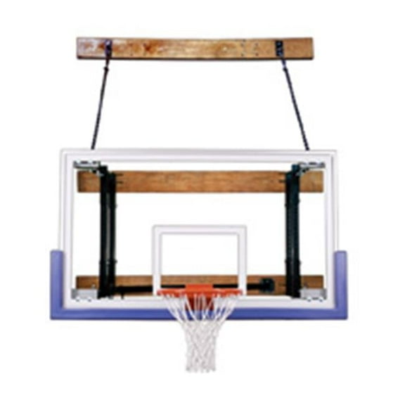 FoldaMount46 Triumph Steel-Glass Side Folding Wall Mounted Basketball System, Columbia Blue