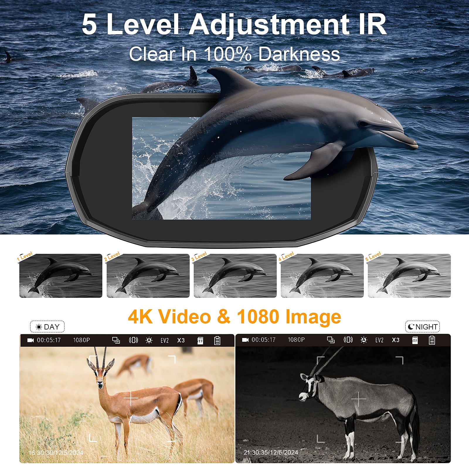 4K Night Vision Binoculars-Night Vision Goggles for Adults, 3'' IPS Large Screen Hunting Binoculars for Day and Night with 32GB Memory