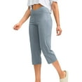 thumbnail image 4 of Tnhcen Women's Cross-Waist Capri Pants with Pockets Gabardine Loose Fit Athletic 7-Inch Shorts Comfortable Stretchy Casual Wear S-2XL, 4 of 8