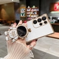 thumbnail image 4 of 6D Plating Astronaut Hidden Stand Case Cover for Samsung Galaxy S23 Ultra 5G Women Astronaut Folding Bracket Kickstand iPhone Case with Camera Protector Soft TPU Shockproof Bumper - White, 4 of 12