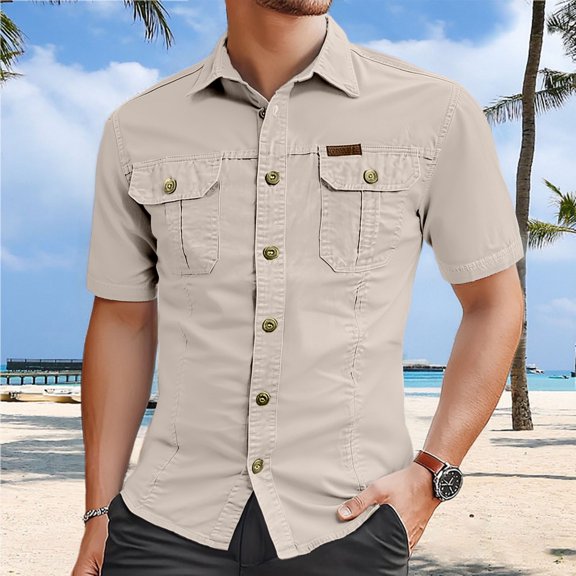 ZZHZGZ Late July Mens Long Sleeve Button up Men's Casual Slim fit Shirts with Pockets for Everyday Wear Comfortable and Stylish Summer Apparel Fourth of July V Neck Undershirts for Men Xl