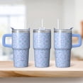 thumbnail image 2 of Insulated 20oz Geometric Texture Travel Mug with Handle, Stainless Steel Double Wall Coffee Tumbler Leak Proof Lid, 2 of 5