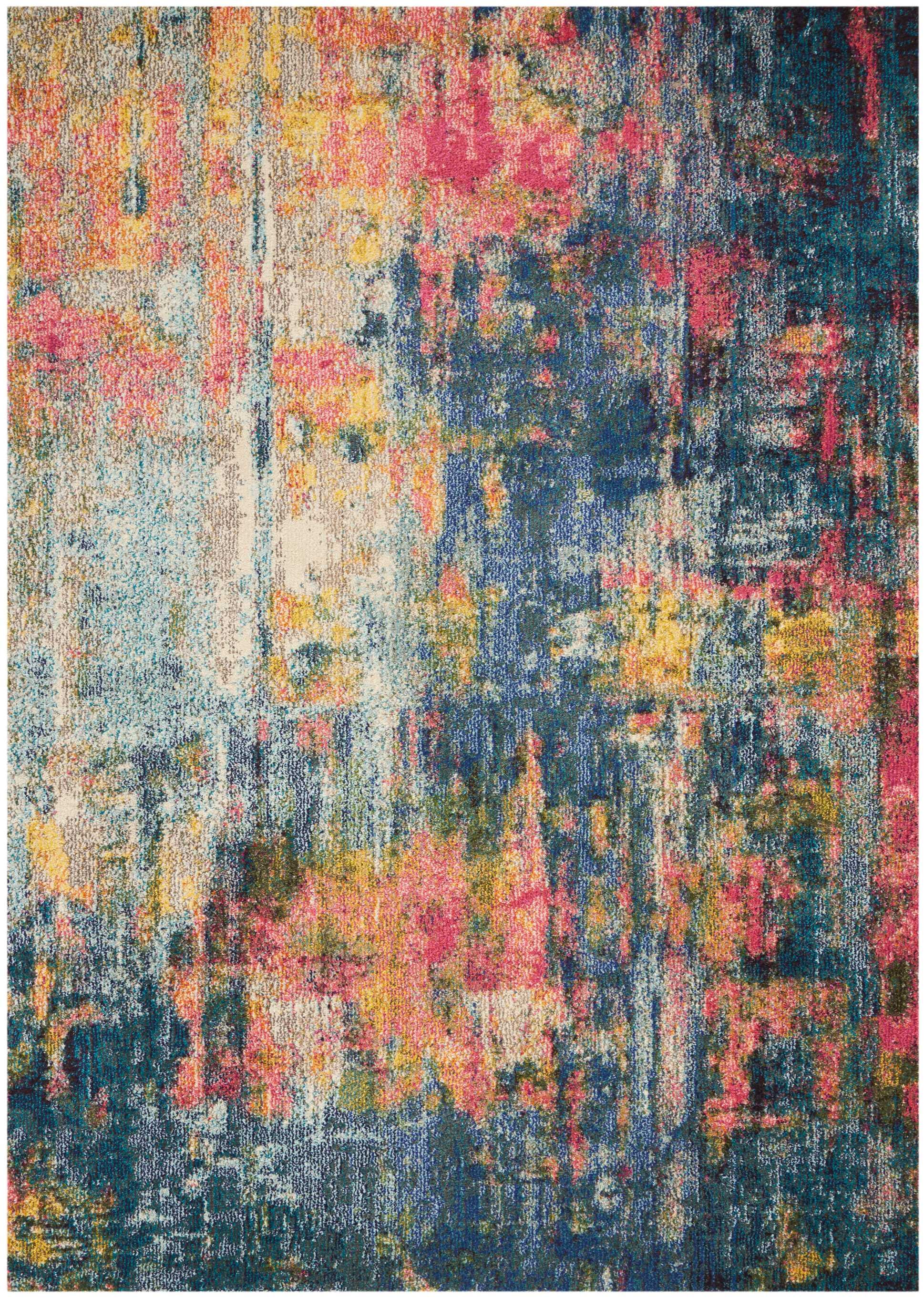 Nourison Celestial Colorful Abstract Blue Yellow Area Rug