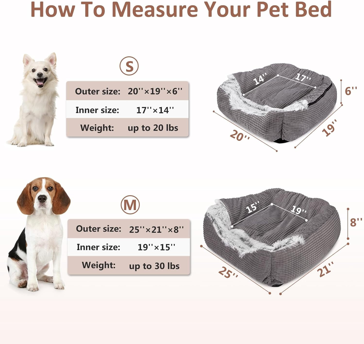 Luxury Orthopedic Dog Bed With Blanket Hood Grey 25 Inches Soft Faux Fabric