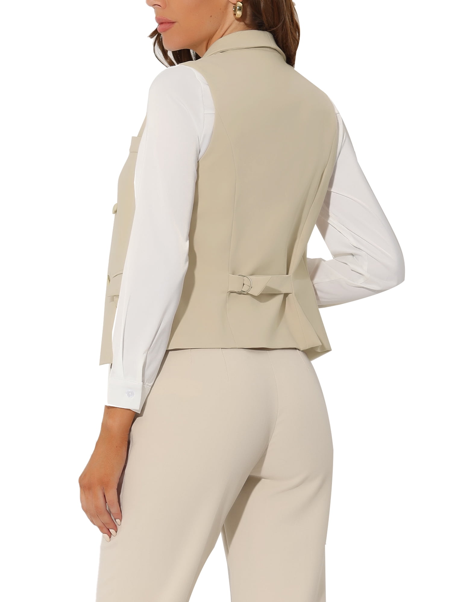 Unique Bargains Women's Elegant Waistcoat Double Breasted Shawl Lapel Suit Vest
