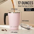 thumbnail image 3 of OUTSIDER The AM 17 oz Stainless Steel Vacuum Insulated Coffee Mug with 180° Rotating Swivel Handle and Lockable Spill Proof Lid – Travel Tumbler for Outdoor, Home & Office - Pink, 3 of 10
