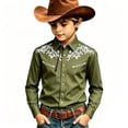 thumbnail image 4 of Wxolcjlv Boys Western Cowboy Shirt Casual Graphic Buttons Down Long Sleeve Shirt, Szies 4-13, 4 of 4