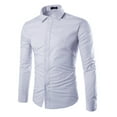 thumbnail image 1 of WTXUE Chemises Boutonnées Manches Longues, Chemises Col Cranté pour Hommes Printemps Été Col Rabattu T-Shirts Haut Blouse Unie / Habillée pour Hommes Gris m, 1 of 2