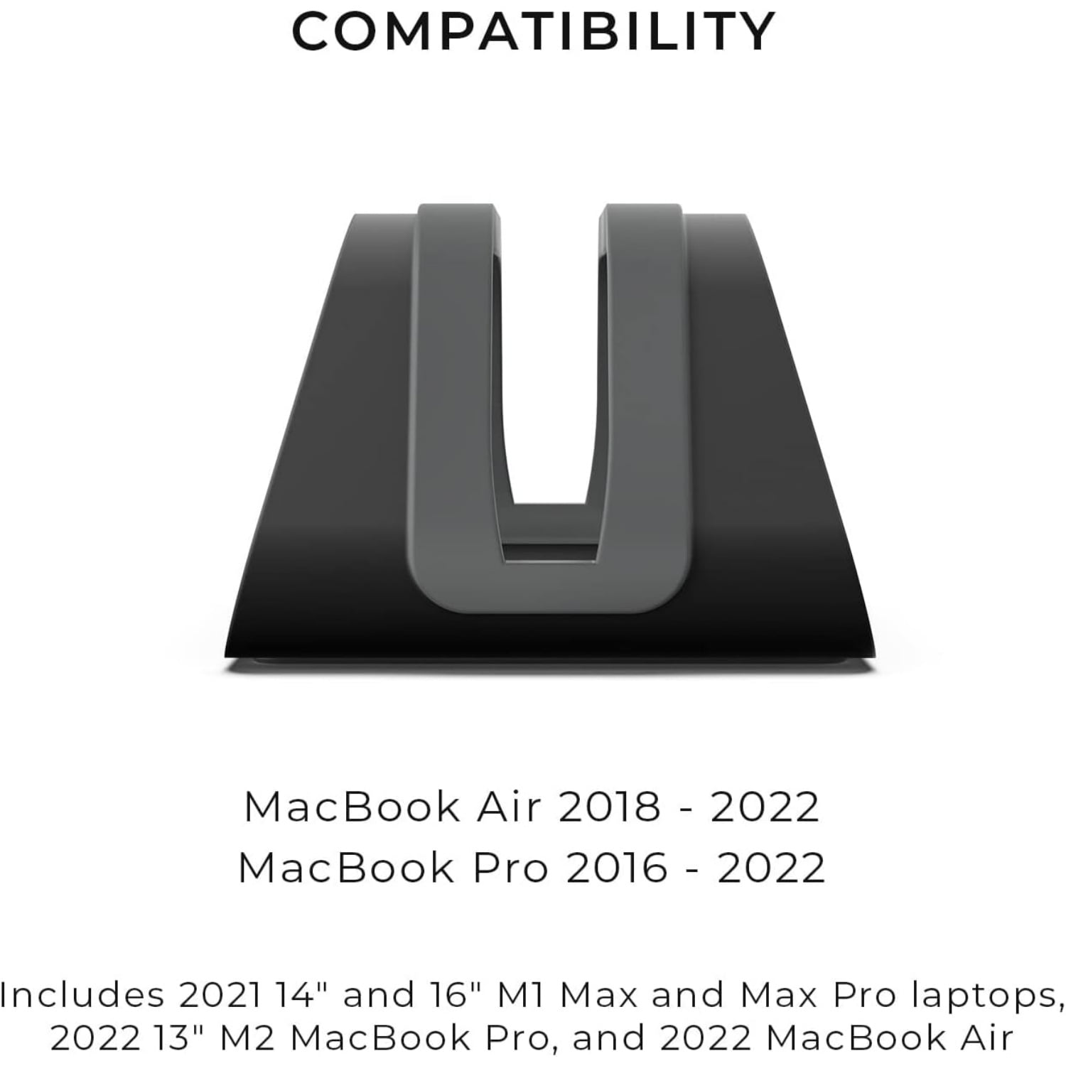 Vertical Laptop Stand Compatible , Holder for Personal Computer Desk Stand, Aluminium, Exchangeable Inserts to Fit Different Device Models, Black