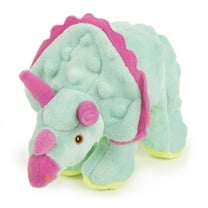 goDog Dinos Frills Plush Squeaker Chew Guard Dog Toy, Small, Teal