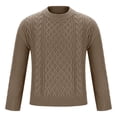 thumbnail image 4 of Miluxas Women Cable Knit Vintage Chunky Sweater Loose Casual Knitted Sweater Unisex Woven Crewneck Knitted Top Khaki 10(XL), 4 of 6
