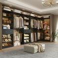 thumbnail image 4 of Homieasy Closet system with 2 wooden drawers, 6 hanging rods and corner tower, corner closet system with hanging, L-shaped walk-in wardrobe organizer, 2000+ lbs capacity, set of 3, Black, 4 of 7