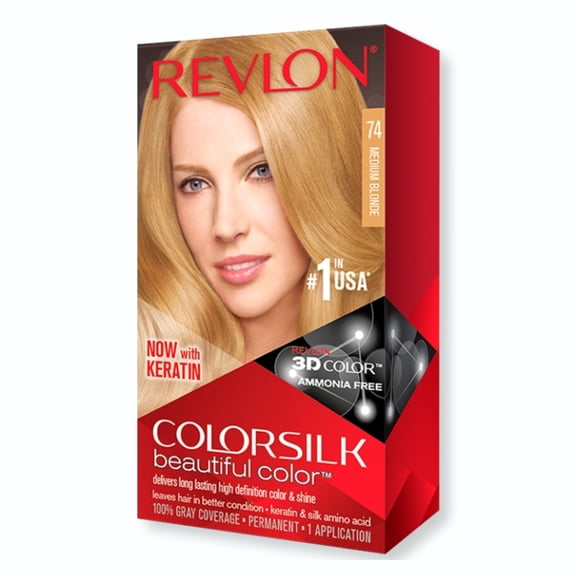 Revlon ColorSilk Beautiful Color, [74] Medium Blonde 1 ea (Pack of 4)