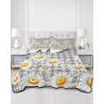 thumbnail image 2 of Quilts Twin Size Bedding Set, Spring White Daisy Lightweight Quilted Comforter, Farmhouse Floral Gray Buffalo Plaid Soft Reversible Bedspread Coverlet with Pillow Covers for All Season, 68" x 86", 2 of 7