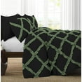 thumbnail image 2 of 1 Piece Luxury Two Tone Diamond Ruffle Pattern Comforter Super Soft All Season 800 Thread Count, 100% Egyptian Cotton, Oversized Super King Size Moss/Black Solid Color, 2 of 4