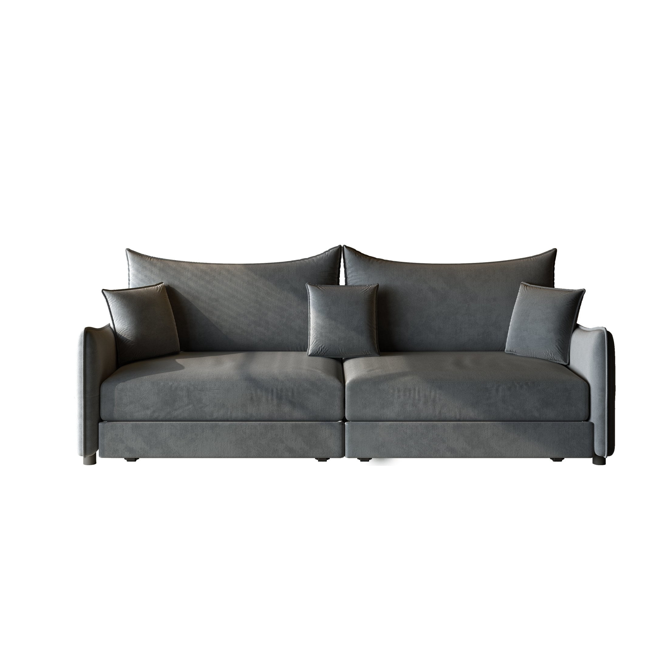 Noble House Abriel King Pull Out Sleeper Sofa Bed, Modern Velvet 3-in-1 Convertible Couch with Pillows, Dark Grey