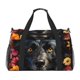 thumbnail image 1 of Fotbe Colorful Floral Black Dog Bolsa de Viaje con Estampado, Bolsa de Fin de Semana para Mujer con Compartimento para Zapatos, Bolsa de Gimnasio con Bolsillo Húmedo, 1 of 7