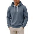 thumbnail image 3 of Atkumj Waffle Hoodies for Men Trendy Adjustable Drawstring Hooded Sweatshirt Casual Solid Color Long Sleeve Pullover Hoodie, 3 of 10