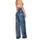thumbnail image 5 of Pantalones de cintura alta, pierna ancha y lentejuelas para todas las estaciones: pantalones XL con purpurina azul brillante, 5 of 7