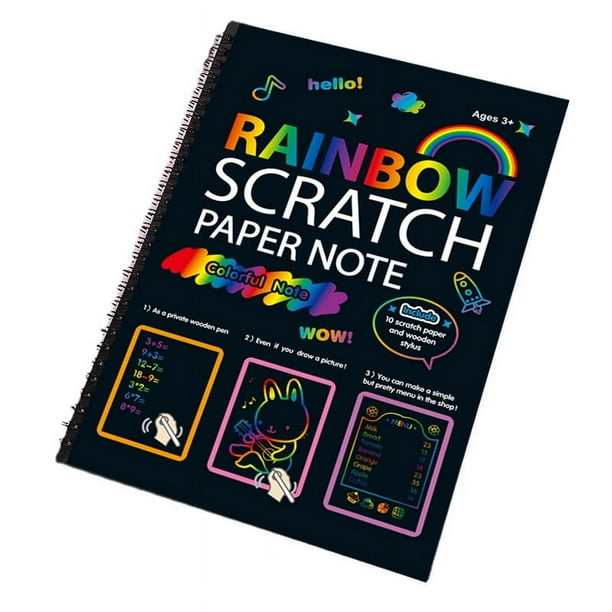 Libro de pintura para raspar de 16 x 23 pulgadas, para fiestas de cumpleaños, vacaciones, dibujo a color, papel para raspar