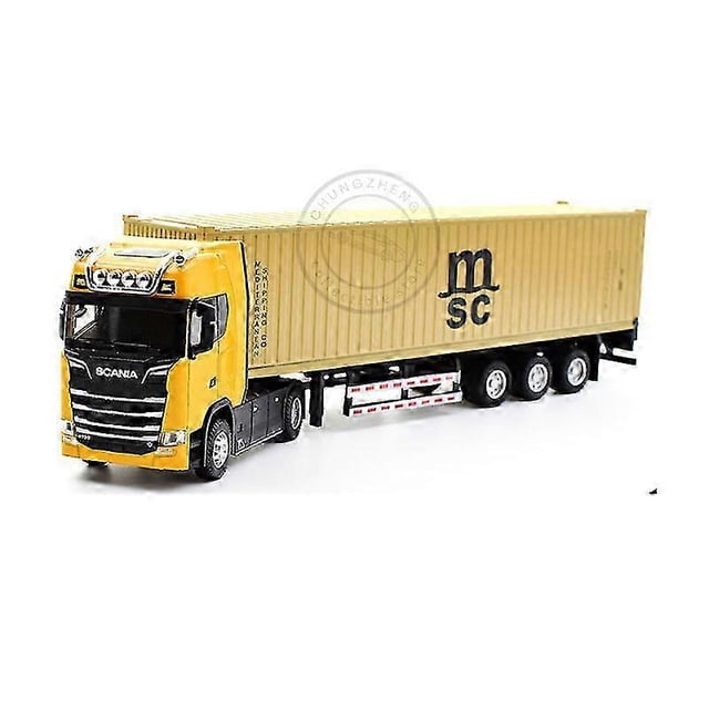 150 Large Diecast Alloy Truck Car Model Container Toy Simulation Pull Back Sound And Light Transport Vehicle Model Kids Gifts 26s