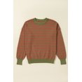 thumbnail image 5 of Versatile and Comfortable Loose Fit Sweater for Daily Wear - Brown Stripe Colorblock, 5 of 12
