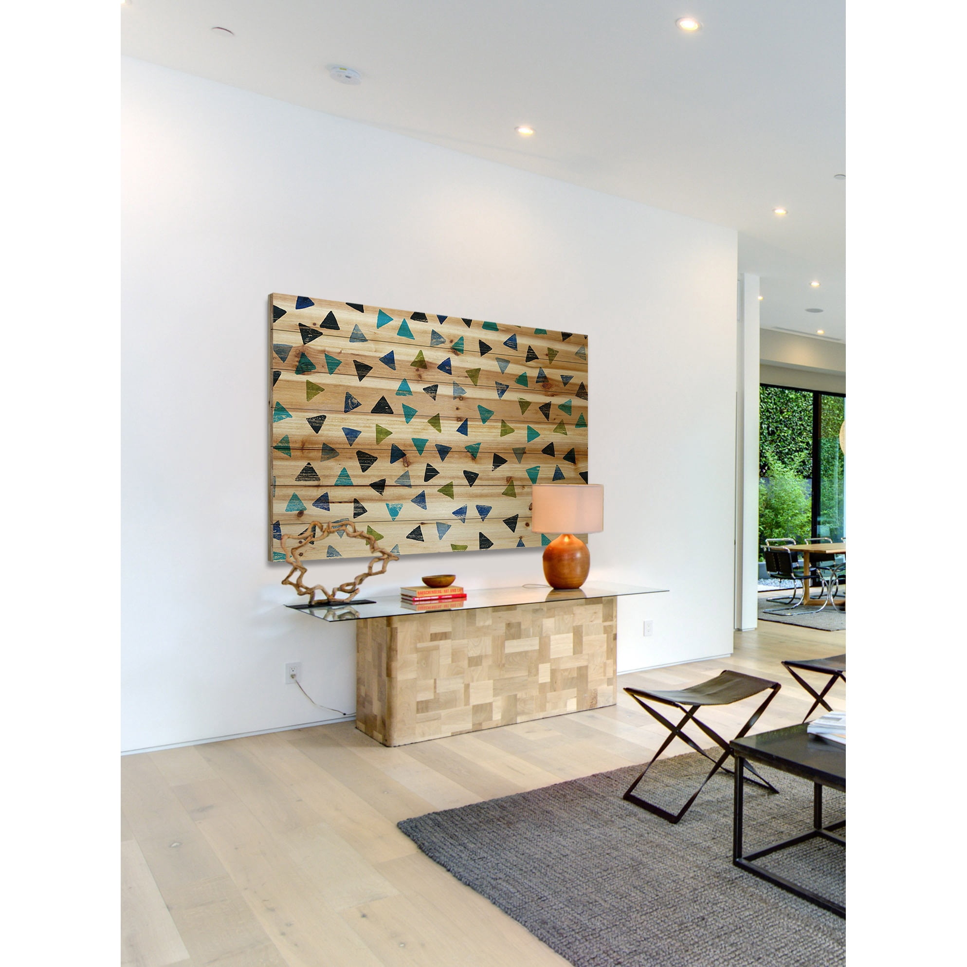 Marmont Hill - "Triangle Confetti" Painting Art Print on Natural Pine Wood