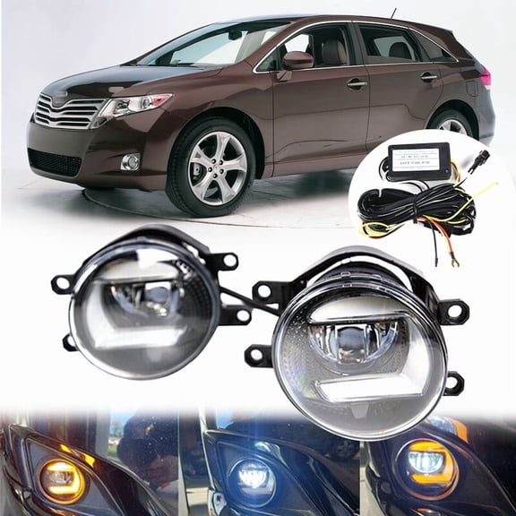 Fit 2009-2015 Toyota Venza LED DRL Fog Lights Lamps Clear Lens Turn Signal LH RH