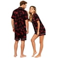thumbnail image 4 of Couples Matching Halloween Pajamas Set Short Sleeve Button Down Shirt and Shorts Spooky Festivity Sleepwear Outfits, 4 of 5