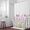 thumbnail image 5 of Pink Purple Flowers Fabric Shower Curtain Spring Butterflies Washable Shower Curtains for Bathroom, Waterproof Bath Curtain with Hooks Home Decor 72x84in, 5 of 8