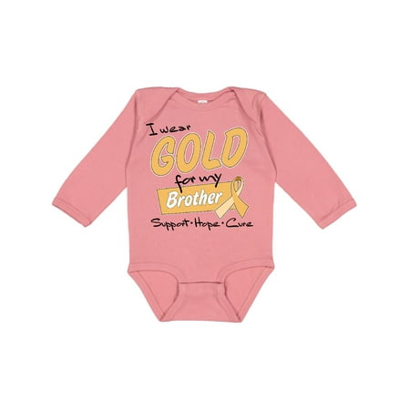 

Inktastic I Wear Gold for my Brother-Support Hope Cure Gift Baby Boy or Baby Girl Long Sleeve Bodysuit