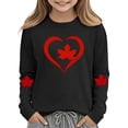 thumbnail image 5 of JUSLIO Girls Shirts Cotton Soft Breathable Long Sleeve Shirts,Red Heart Maple Leaf Print Unisex Boys Girls Black Shirts, 5 of 8