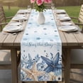 thumbnail image 4 of Navy Blue Starfish Coastal Table Runner 70 Inches, Nautical Summer Beach Coral Shell Bed Runner Dresser Scarves Tabletop for Indoor Outdoor Parties/Ceremony/Banquet, 13" x 70", 4 of 9
