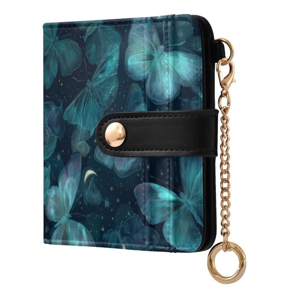 Qxltty Exquisite Butterfly Ladies Wallet Rfid Slim Thin Compact Credit Card Women Wallet Zipper Coin Pocket and ID Window for Female Gifts