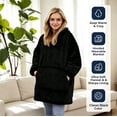 thumbnail image 5 of Wearable Blanket Hoodies for Women Men with Pocket, Adult Fuzzy Blanket Hoodies, Soft and Warm Sherpa Oversized Sweatshirt Blanket, Cute Birthday Gifts, Black, 5 of 10