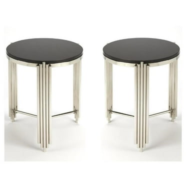 Home Square 22.5"H Modern End Table in Black - Set of 2