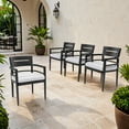 thumbnail image 2 of Outdoor Patio K/D Aluminum Stationary Dining Chairs 4PCS with Outdoor-grade Sunbrella Fabric Cushions, Tapered Feet, Ember Black, 2 of 9