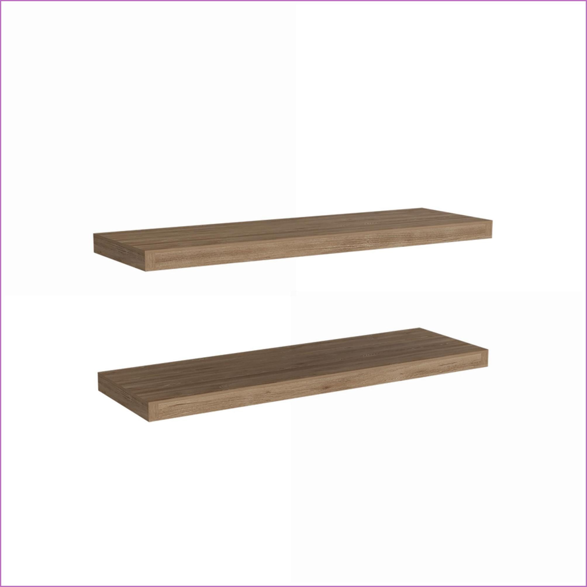 Floating Shelves Set of 2 | Modern Beige Engineered Wood | Wall-Mounted